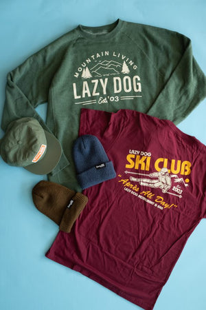 Mountain Living Crewneck, Hats, and Beanies sold separately. 